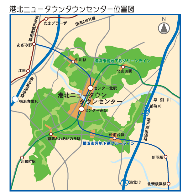 港北ニュータウンセンター位置図